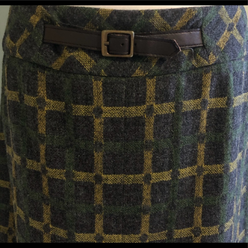 Loft Wool Blend Plaid Skirt